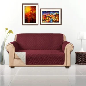 Cotton Quilted Sofa Covers - Maroon Color